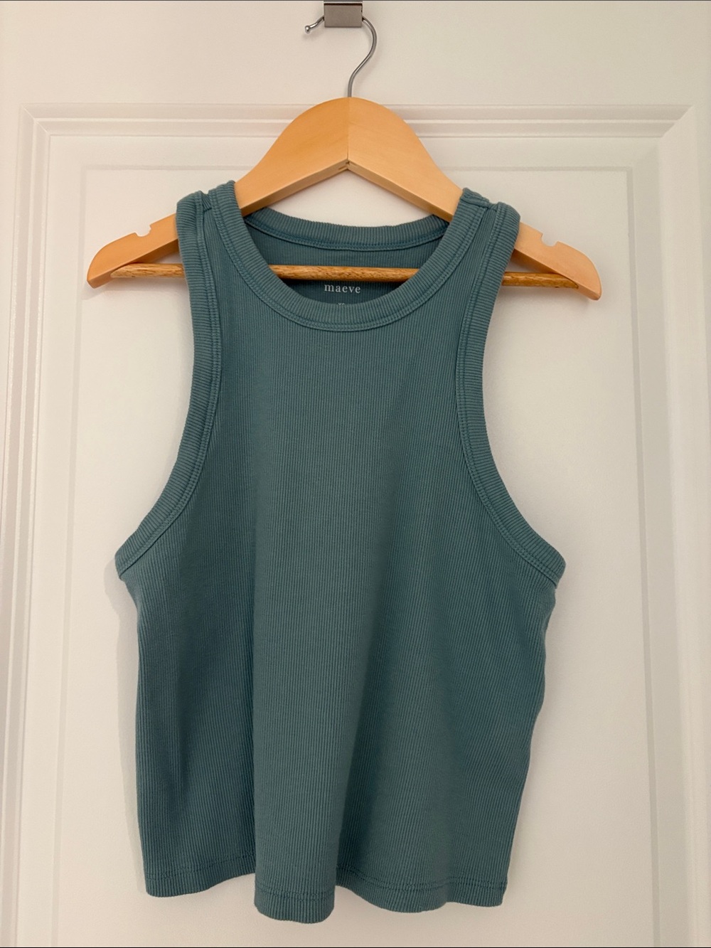 Maeve Ribbed Racerback Tank in Teal Green